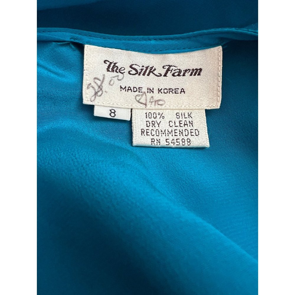 The Silk Farm Tiered Ruffled Teal Dress with Spaghetti Straps Sz 8 Vintage 1970s - Picture 9 of 9
